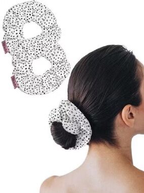 MICROFIBER TOWEL SCRUNCHIE Finer than wool, cotton kitsch white black polka dot